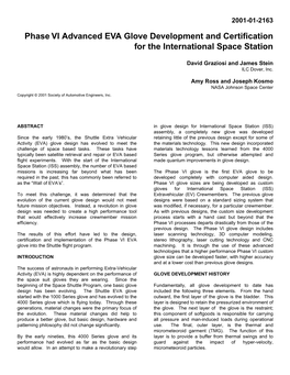 Phase VI Advanced EVA Glove Development and Certification for the International Space Station