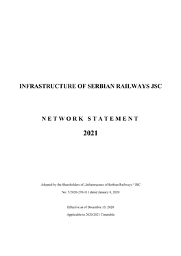 Infrastructure of Serbian Railways Jsc Network