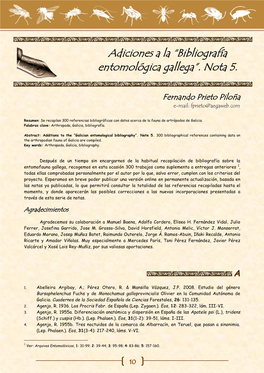 “Bibliografía Entomológica Gallega”. Nota 5