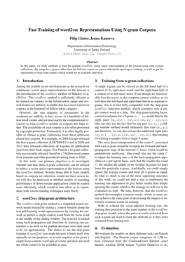 Fast Training of Word2vec Representations Using N-Gram Corpora