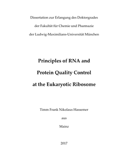 Principles of RNA and Protein Quality Control at the Eukaryotic Ribosome