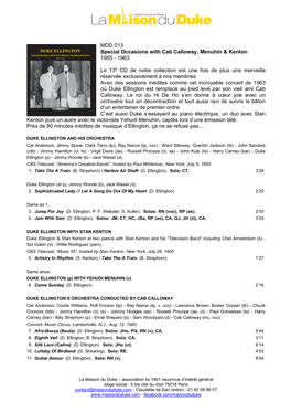 MDD 013 Special Occasions with Cab Calloway, Menuhin & Kenton 1955 - 1963