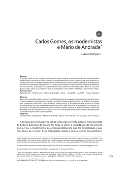 Carlos Gomes,Os Modernistas E Mário De Andrade*