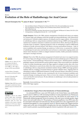 Evolution of the Role of Radiotherapy for Anal Cancer