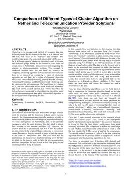 Comparison of Different Types of Cluster Algorithm on Netherland