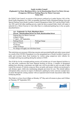 Ayr & Girvan Off-Street Car Parks Notification & Plan