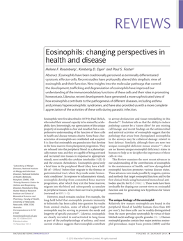 Eosinophils: Changing Perspectives in Health and Disease