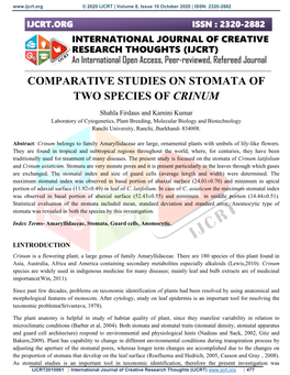 Comparative Studies on Stomata of Two Species of Crinum