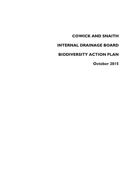 Cowick and Snaith Internal Drainage Board Biodiversity