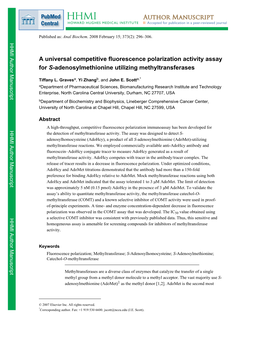 A Universal Competitive Fluorescence Polarization Activity Assay for S-Adenosylmethionine Utilizing Methyltransferases