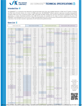 JAX SOMASEQ TM Technical Specifications