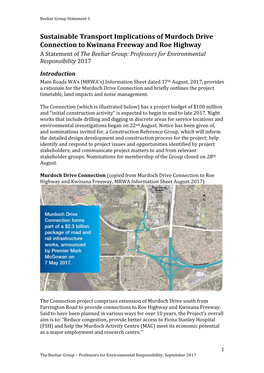 Sustainable Transport Implications of Murdoch Drive Connection To