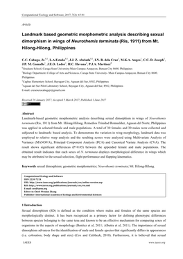 Landmark Based Geometric Morphometric Analysis Describing Sexual Dimorphism in Wings of Neurothemis Terminata (Ris, 1911) from Mt