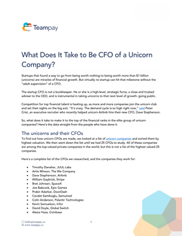 What Does It Take to Be CFO of a Unicorn Company?