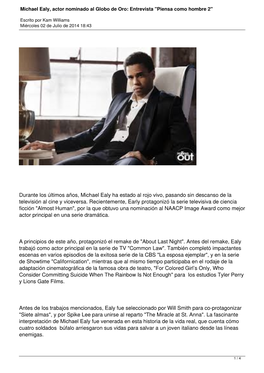 Michael Ealy, Actor Nominado Al Globo De Oro: Entrevista 