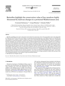 Butterflies Highlight the Conservation Value of Hay Meadows Highly Threatened by Land-Use Changes in a Protected Mediterranean A