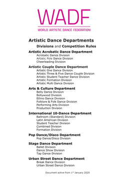 Artistic Dance Departments