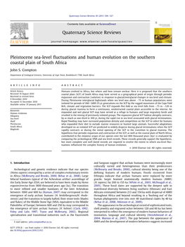 Pleistocene Sea-Level Fluctuations and Human Evolution on the Southern