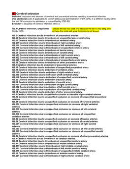 I63 Cerebral Infarction