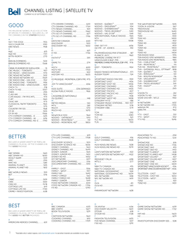 Channel Listing Satellite Tv Current As of September 10, 2020