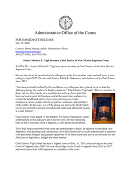 Administrative Office of the Courts for IMMEDIATE RELEASE July 15, 2020