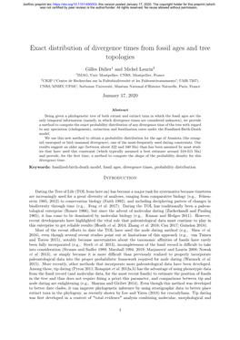 Exact Distribution of Divergence Times from Fossil Ages and Tree Topologies