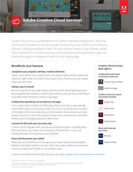 Adobe Creative Cloud Services Get Started Faster, Collaborate with Ease, and Grow Your Impact