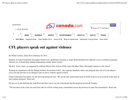 CFL Players Speak out Against Violence
