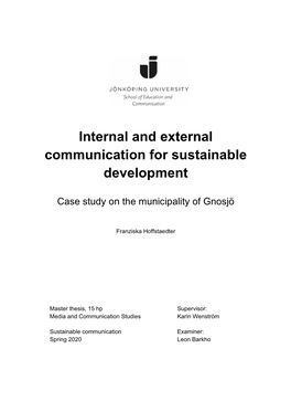 Internal and External Communication for Sustainable Development