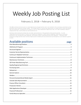 Weekly Job Posting List