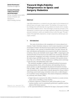 Toward High-Fidelity Telepresence in Space and Surgery Robotics