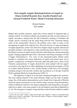 Reinterpretations of Angels in Dante Gabriel Rossetti Ecce Ancilla Domini! and George Frederick Watts’ Death Crowning Innocence