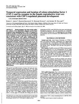 Temporal Expression and Location of Colony-Stimulating Factor 1