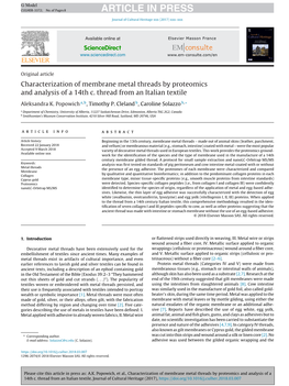 Characterization of Membrane Metal Threads by Proteomics and Analysis of A