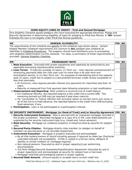 HELOC First and Second Mortgage Checklist