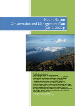 Mount Halcon Conservation and Management Plan (2012-2022)