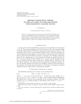 Ergodic Isospectral Theory of the Lax Pairs of Euler Equations with Harmonic Analysis Flavor