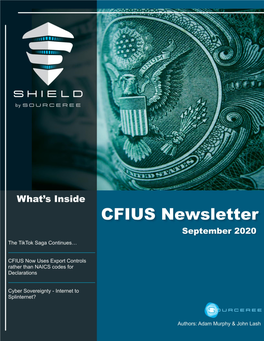 CFIUS Newsletter September 2020