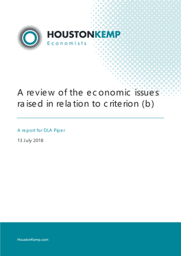 A Review of the Economic Issues Raised in Relation to Criterion (B)