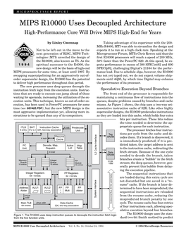 MIPS R10000 Uses Decoupled Architecture: 10/24/94