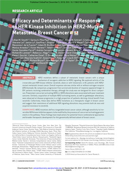 Efficacy and Determinants of Response to HER Kinase Inhibition in HER2-Mutant Metastatic Breast Cancer