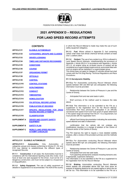 Regulations for Land Speed Record Attempts