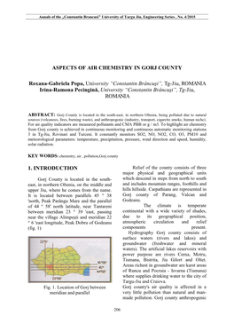 ASPECTS of AIR CHEMISTRY in GORJ COUNTY Roxana