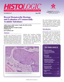 Recent Hematoxylin Shortage and Evaluation of Commercially