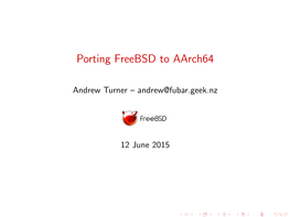 Porting Freebsd to Aarch64