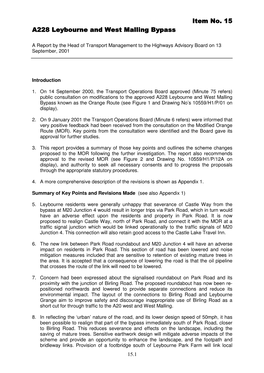 Item No. Item No. 15 A228 Leybourne and West Malling Bypass A228 Leybourne and West Malling Bypass