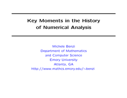Key Moments in the History of Numerical Analysis
