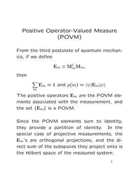 Positive Operator-Valued Measure (POVM)