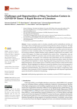 Challenges and Opportunities of Mass Vaccination Centers in COVID-19 Times: a Rapid Review of Literature