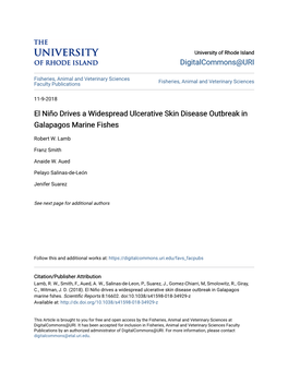 El Niño Drives a Widespread Ulcerative Skin Disease Outbreak in Galapagos Marine Fishes
